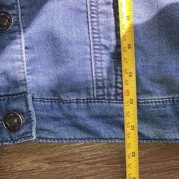 Womens Medium Upcycled Buffalo David Britton Stretch Denim Boho Jacket W/ Cat - Picture 7 of 14